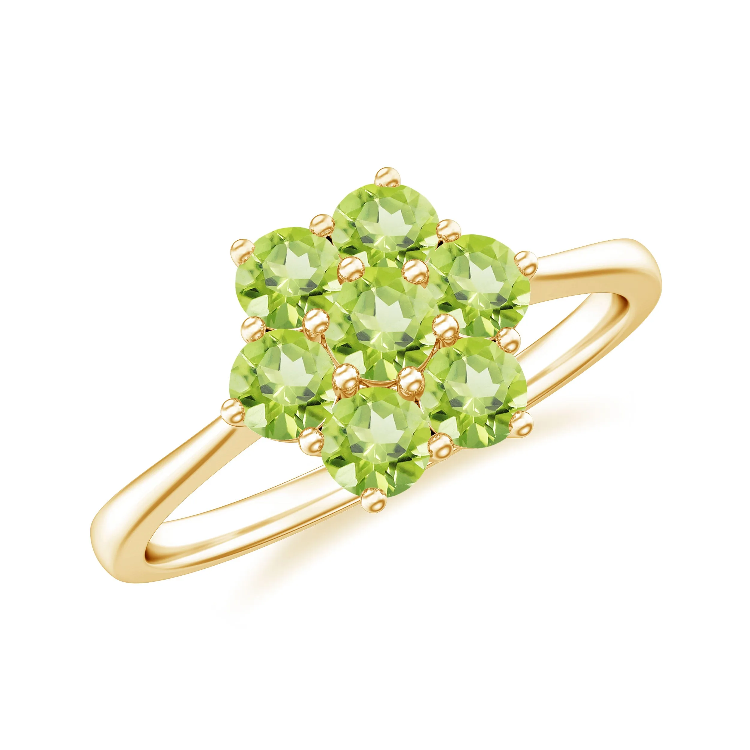 1.25 CT Round Shape Peridot Cluster Flower Ring