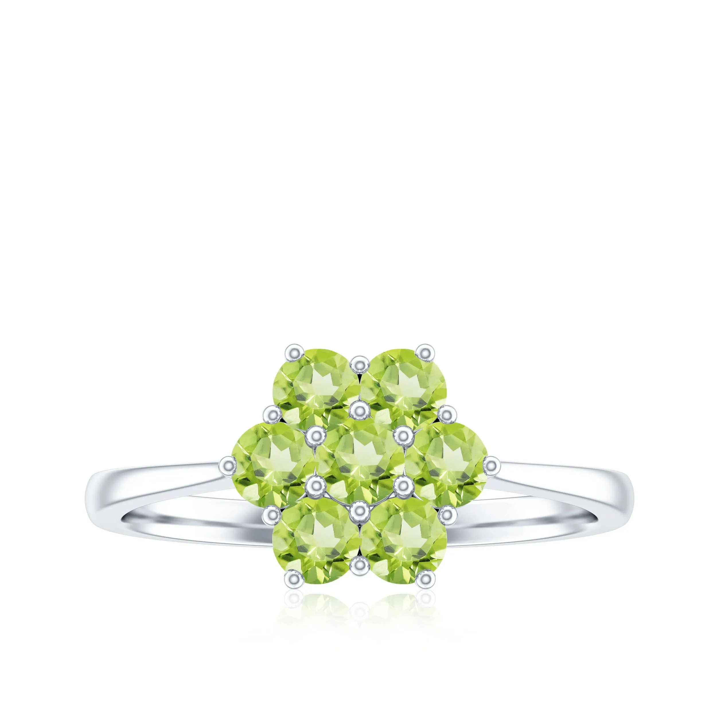 1.25 CT Round Shape Peridot Cluster Flower Ring