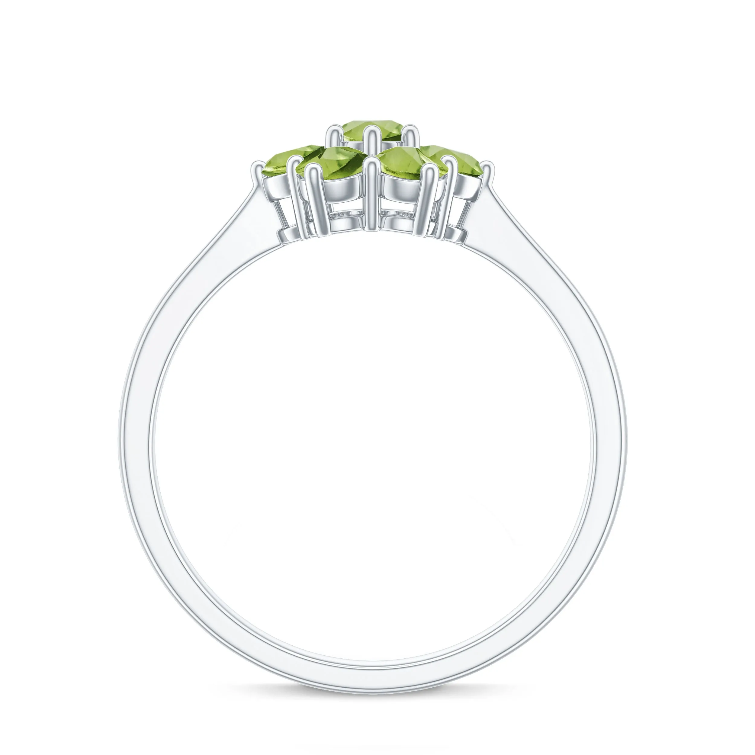 1.25 CT Round Shape Peridot Cluster Flower Ring