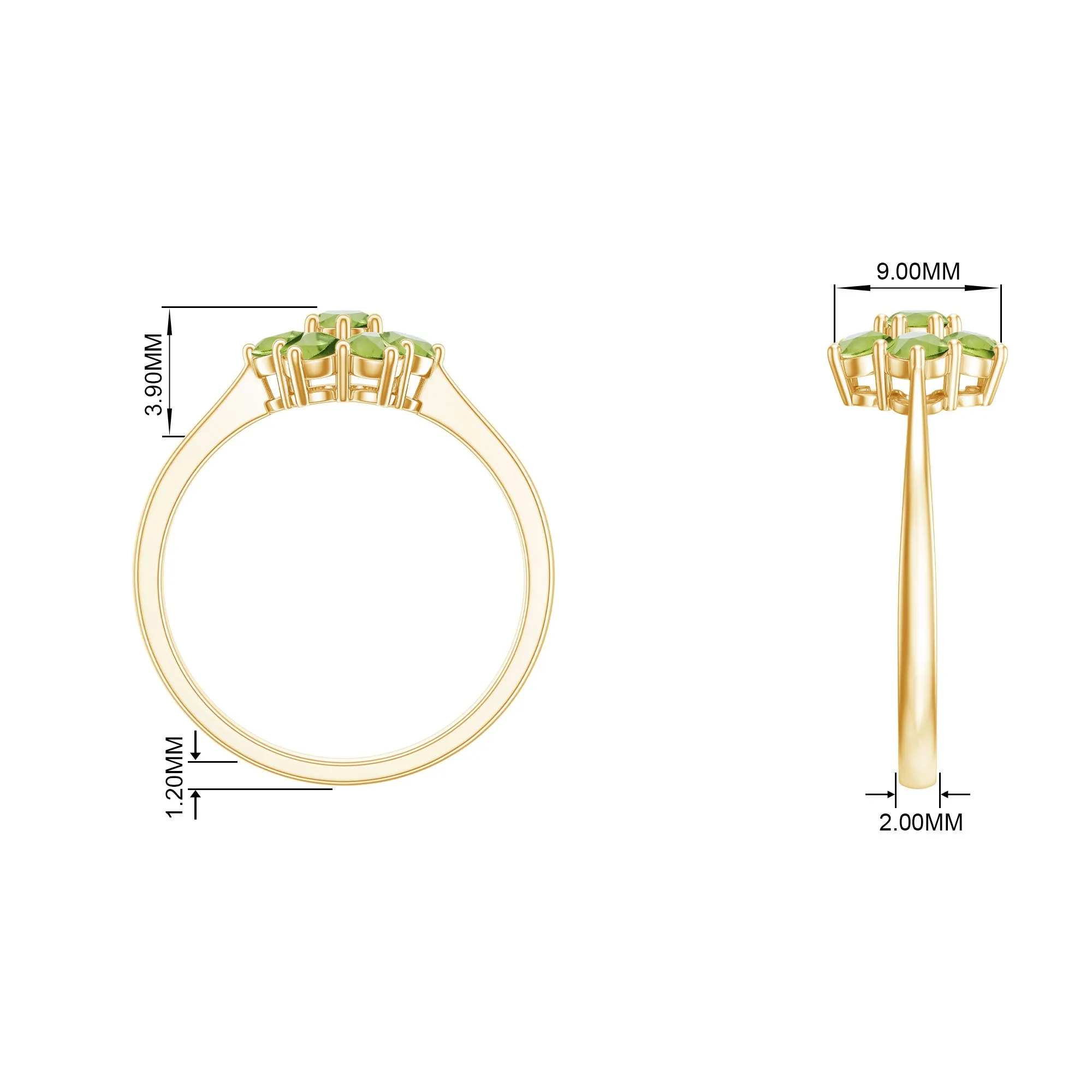 1.25 CT Round Shape Peridot Cluster Flower Ring