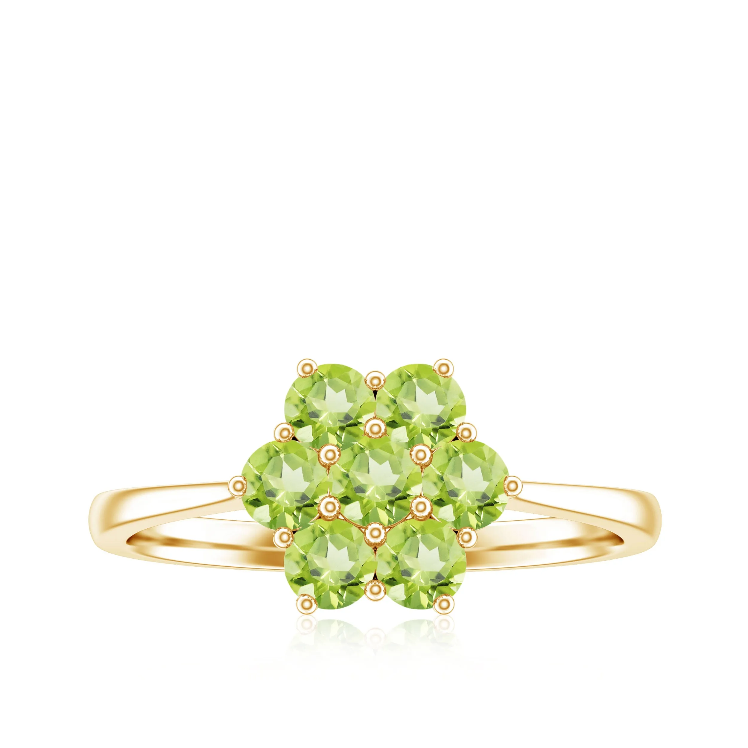 1.25 CT Round Shape Peridot Cluster Flower Ring