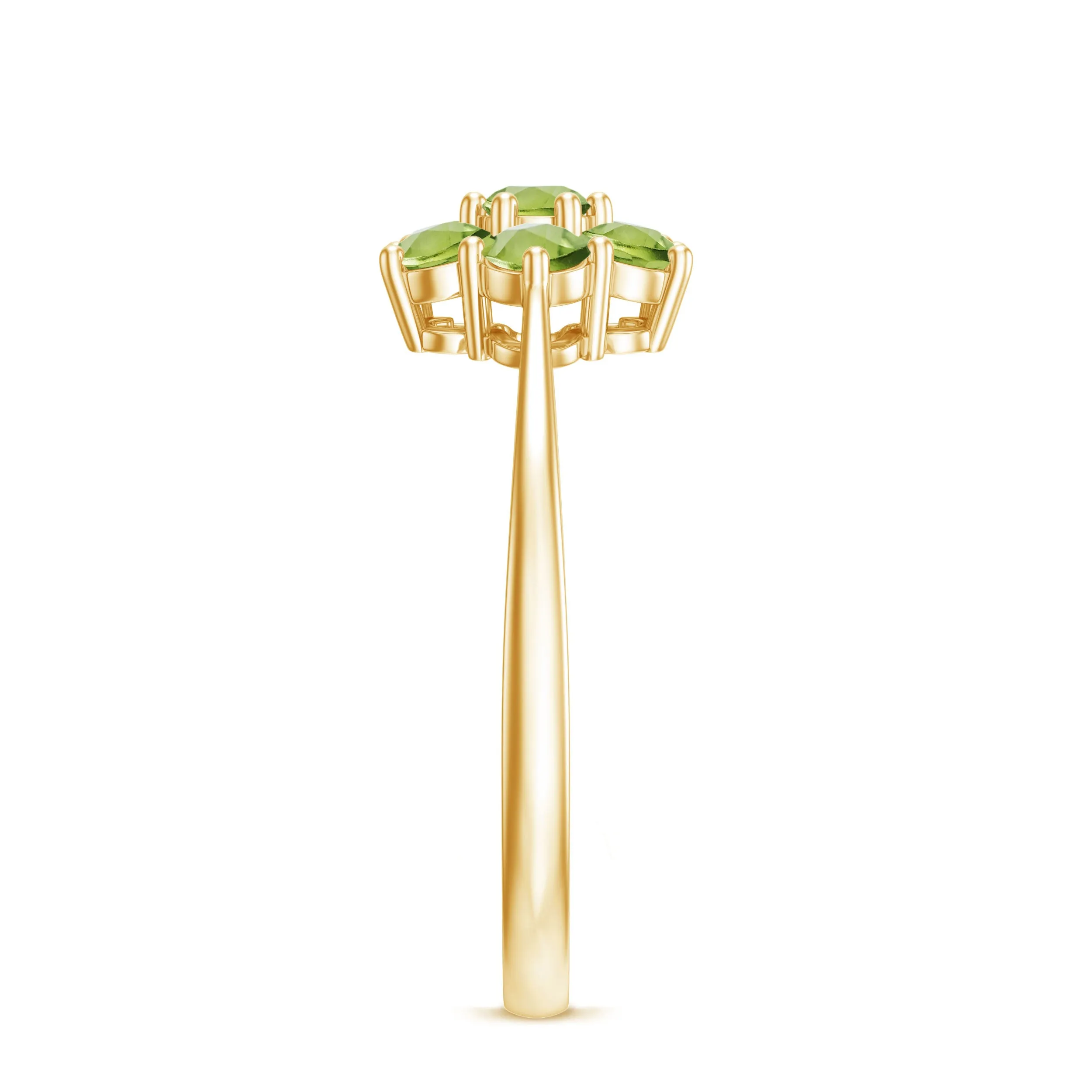 1.25 CT Round Shape Peridot Cluster Flower Ring