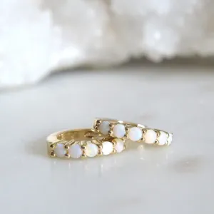 14k Opal Hoops