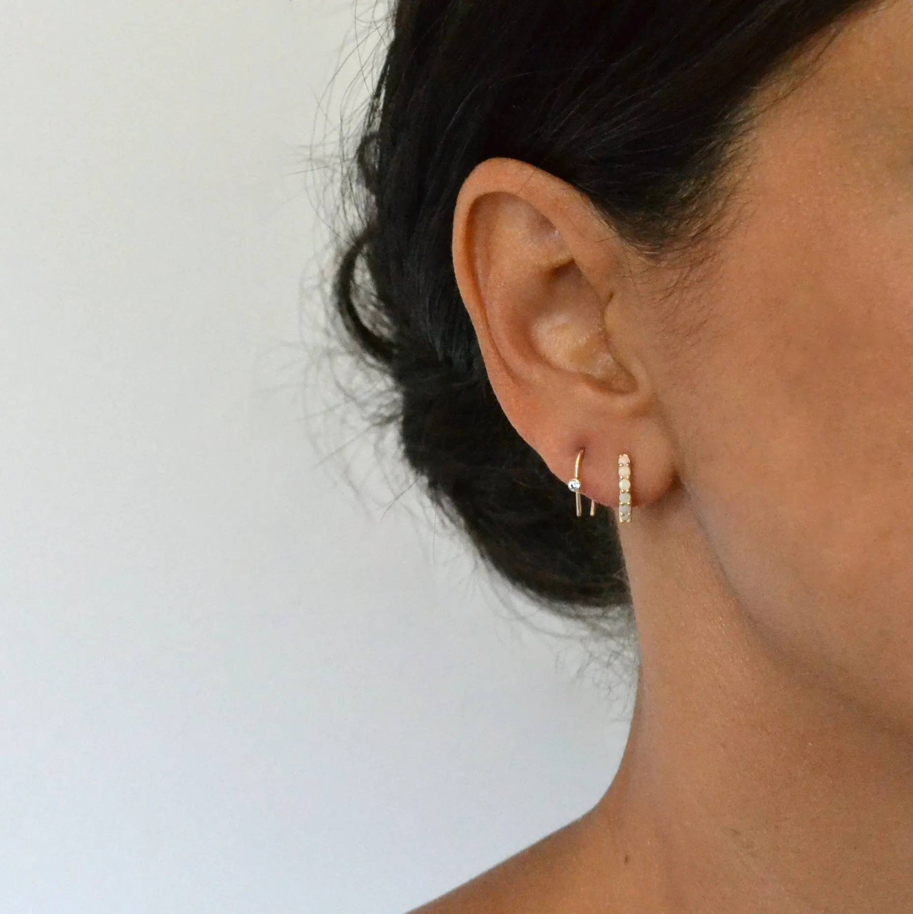14k Opal Hoops