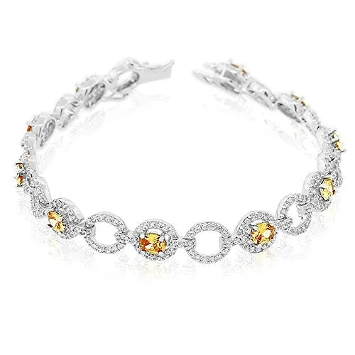 925 Sterling Silver White Multicolor CZ Classic Tennis Bracelet