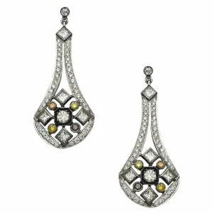 Art Deco Multi Color Diamond Earrings