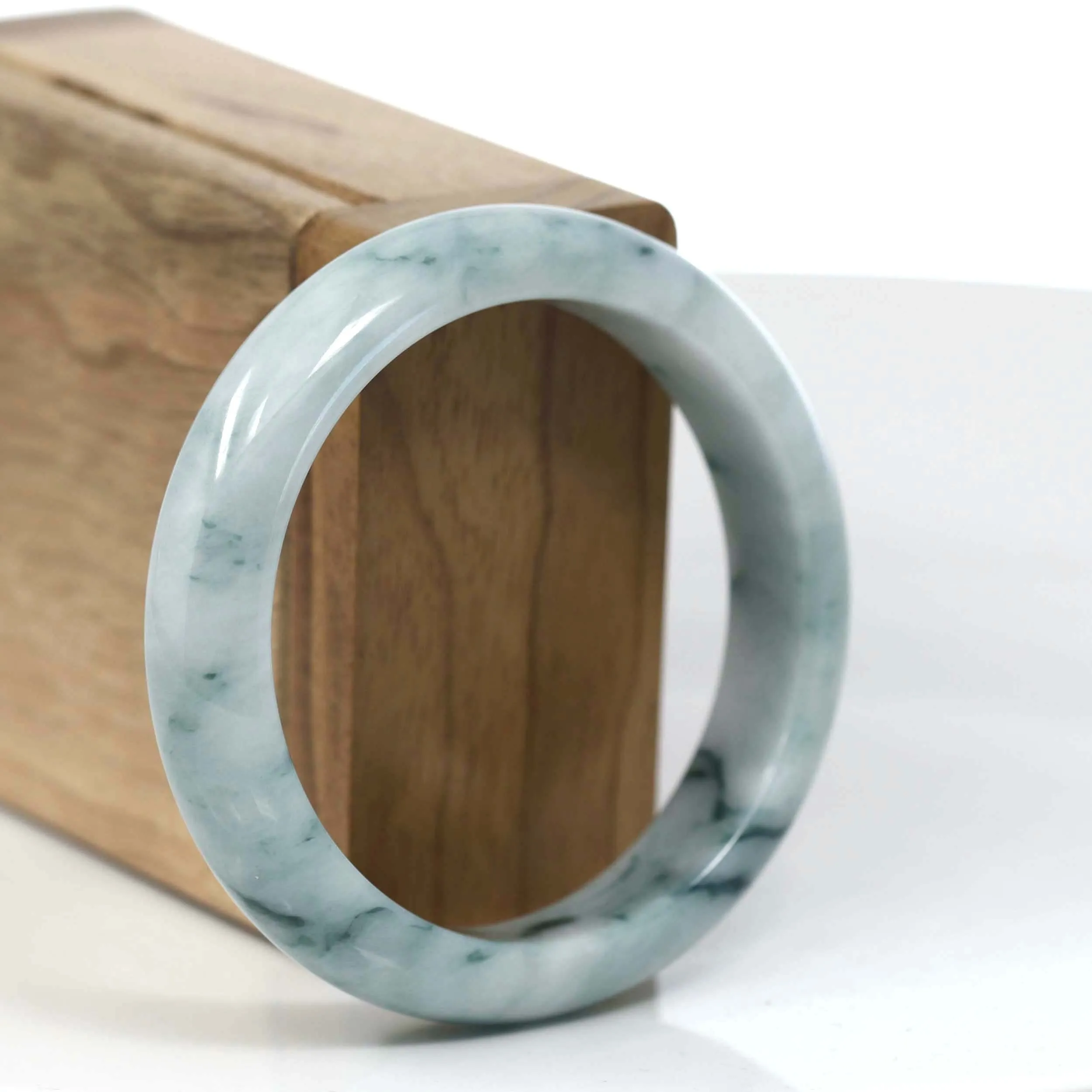 Baikalla Natural Burmese Blue-green Jadeite Jade Bangle Bracelet (54.77mm)#T145