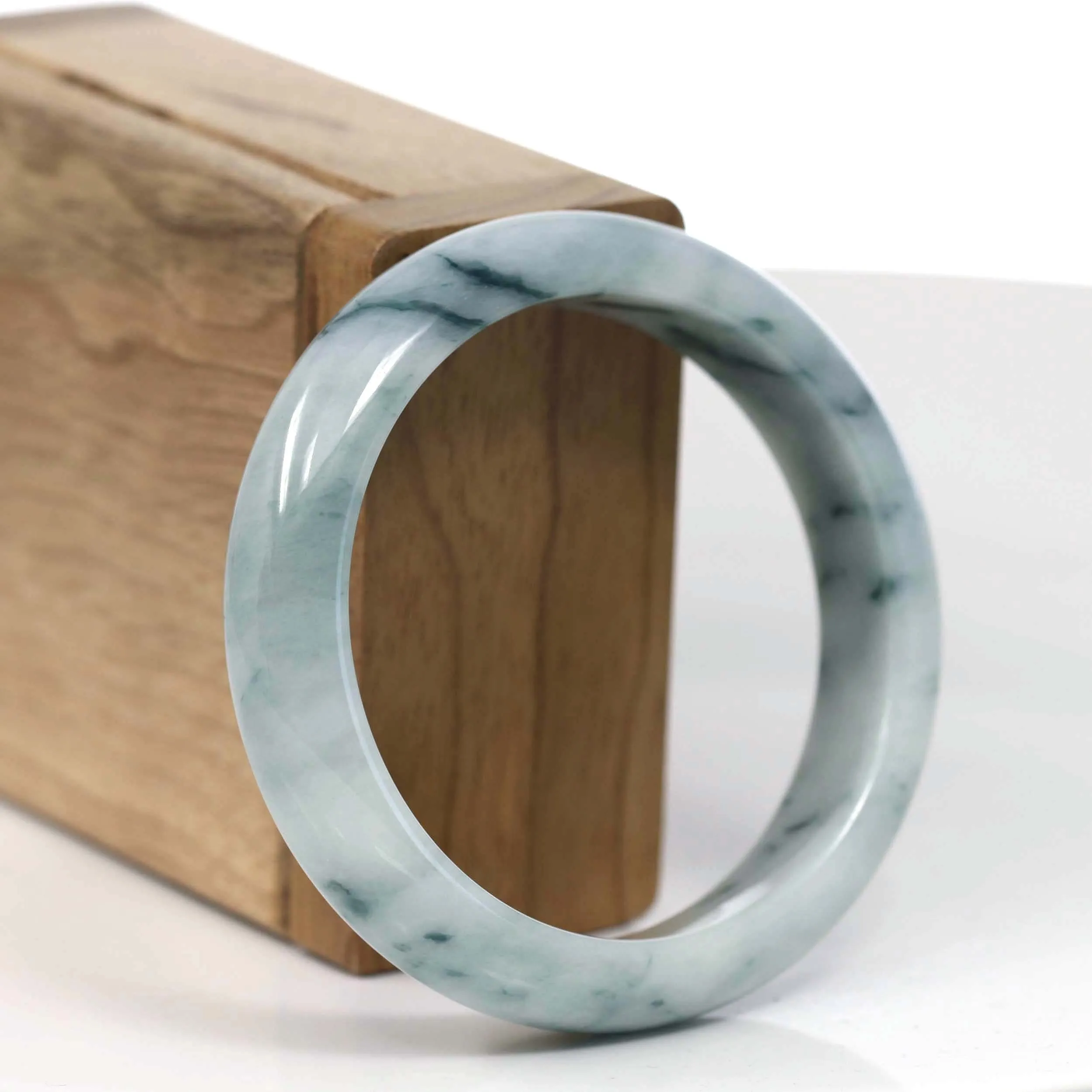 Baikalla Natural Burmese Blue-green Jadeite Jade Bangle Bracelet (54.77mm)#T145