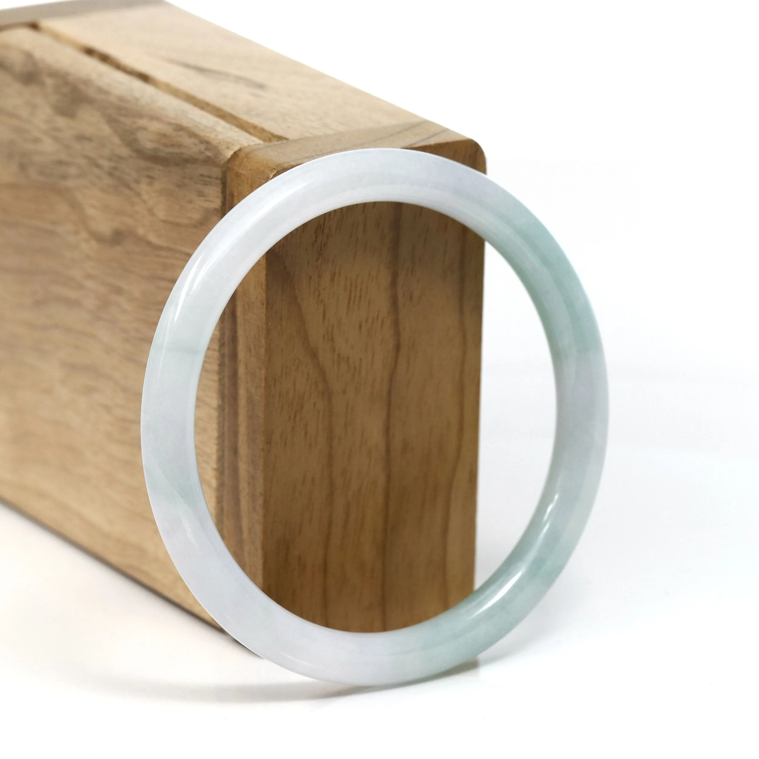Baikalla "Petite" Natural Burmese White-Green Jadeite Jade Bangle Bracelet (55.81 mm) #T237
