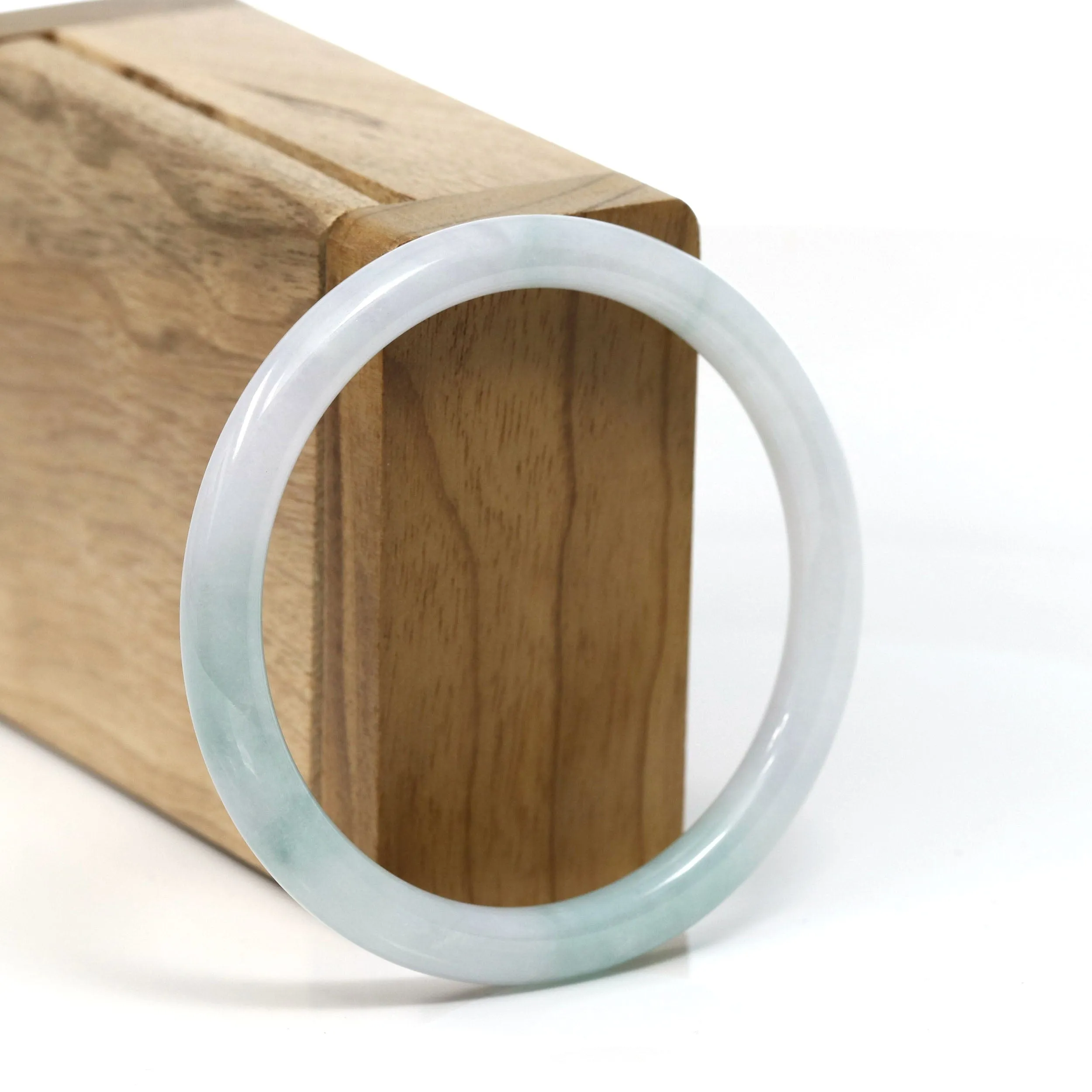 Baikalla "Petite" Natural Burmese White-Green Jadeite Jade Bangle Bracelet (55.81 mm) #T237