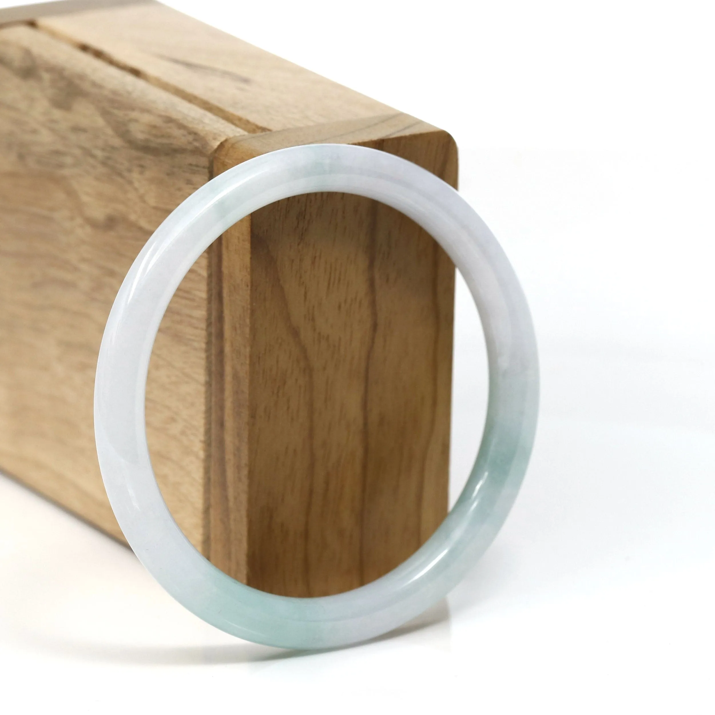 Baikalla "Petite" Natural Burmese White-Green Jadeite Jade Bangle Bracelet (55.81 mm) #T237