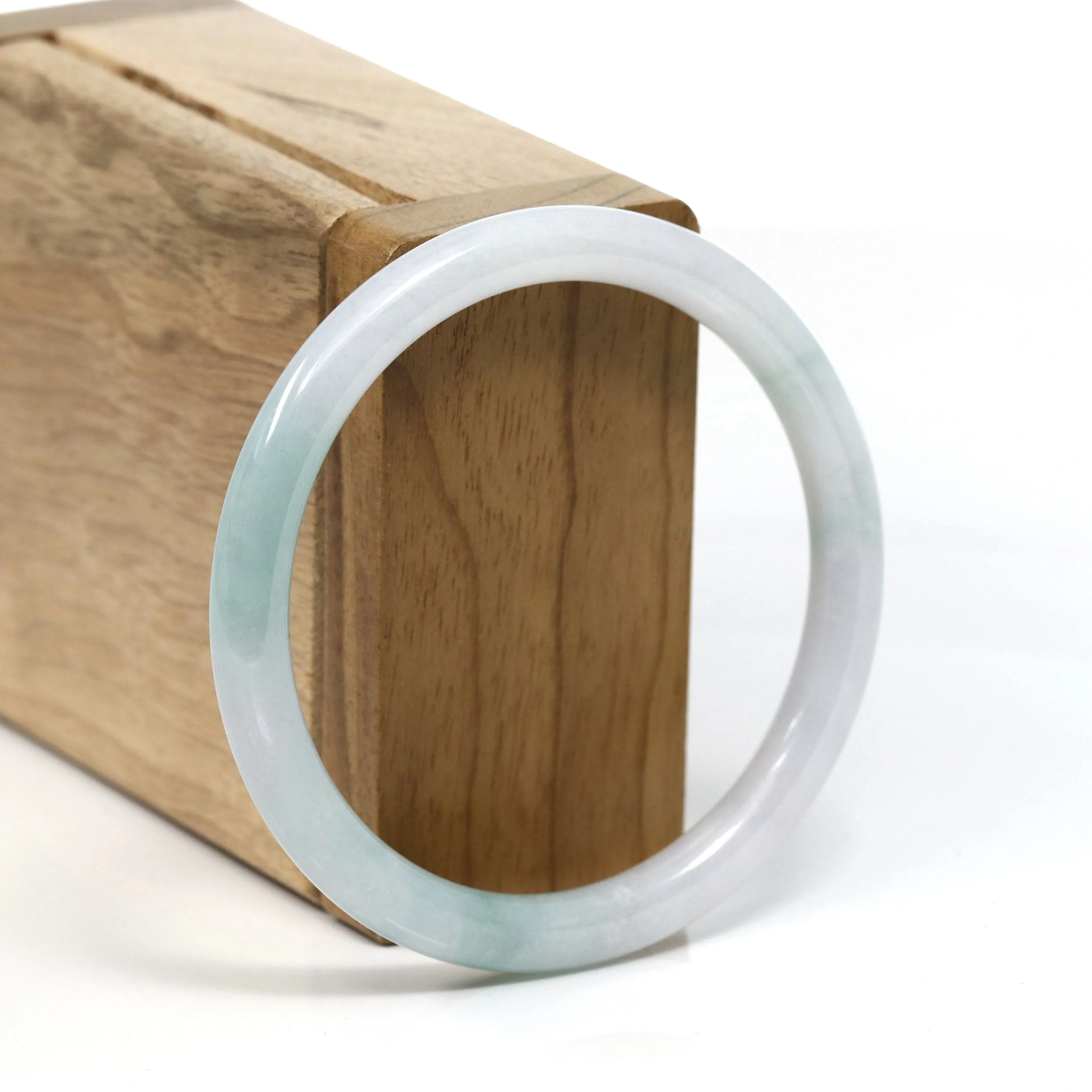 Baikalla "Petite" Natural Burmese White-Green Jadeite Jade Bangle Bracelet (55.81 mm) #T237