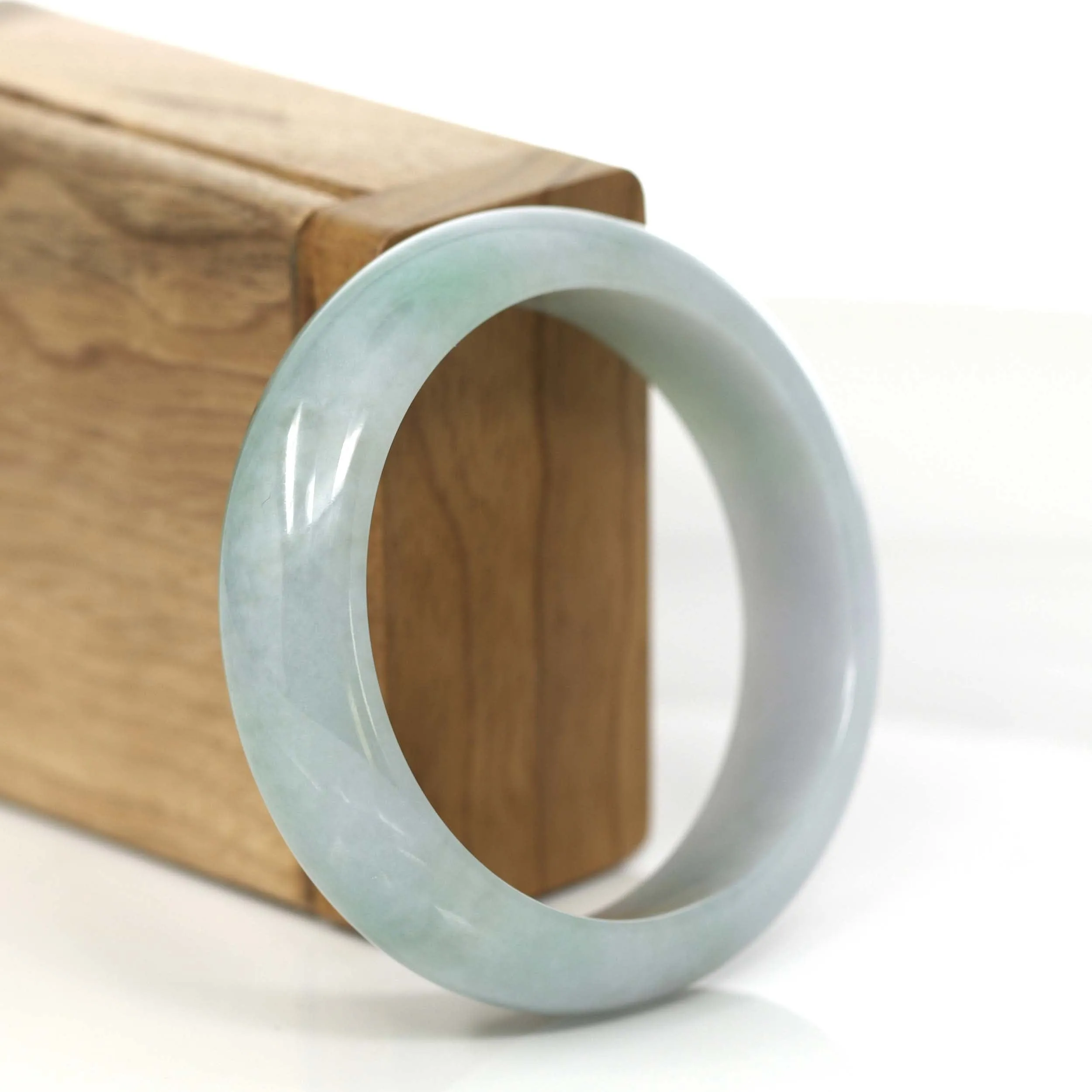 Baikalla "Princess Half Round" Forest Green & Lavender Jadeite Jade Bangle Bracelet (55.24 mm) #766