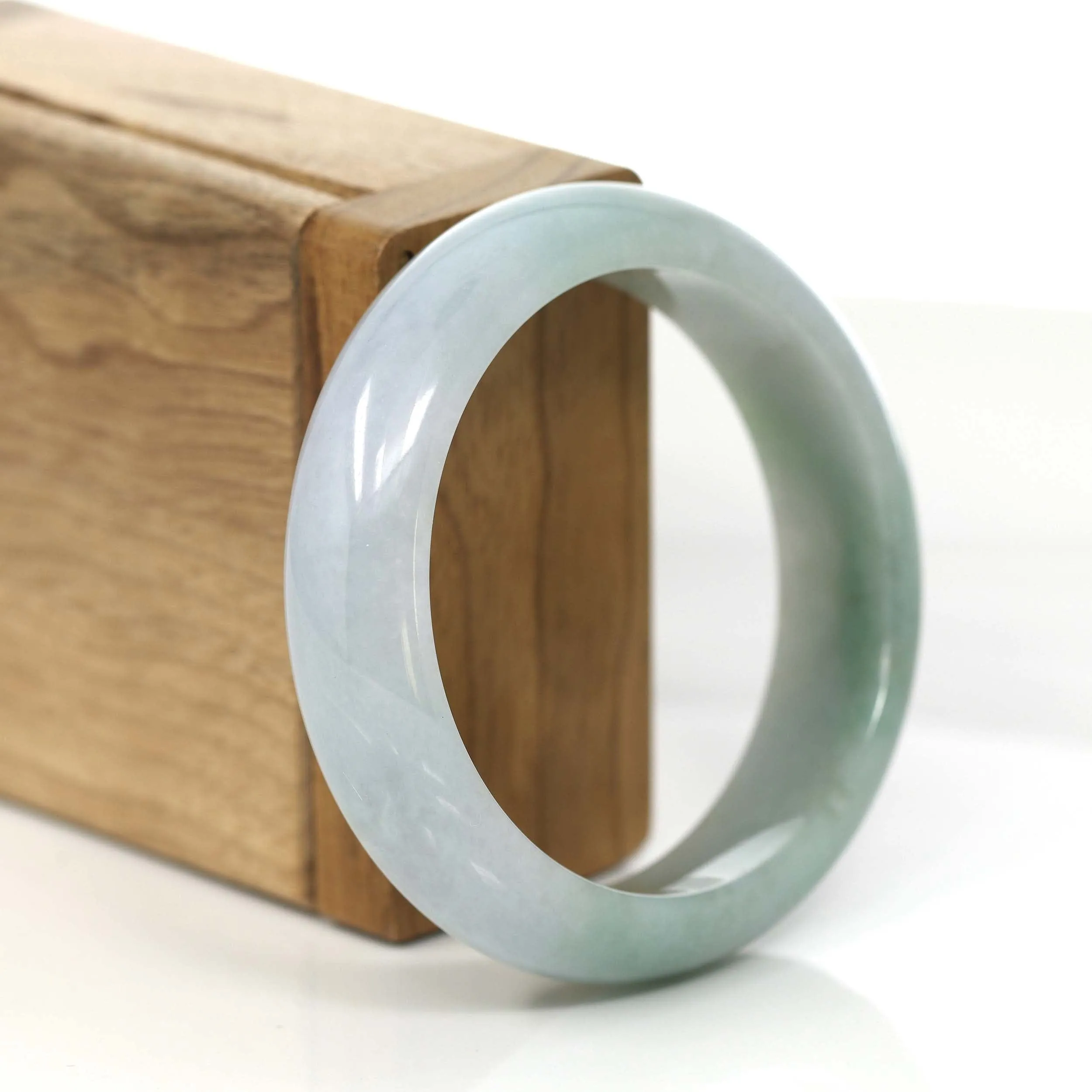 Baikalla "Princess Half Round" Forest Green & Lavender Jadeite Jade Bangle Bracelet (55.24 mm) #766
