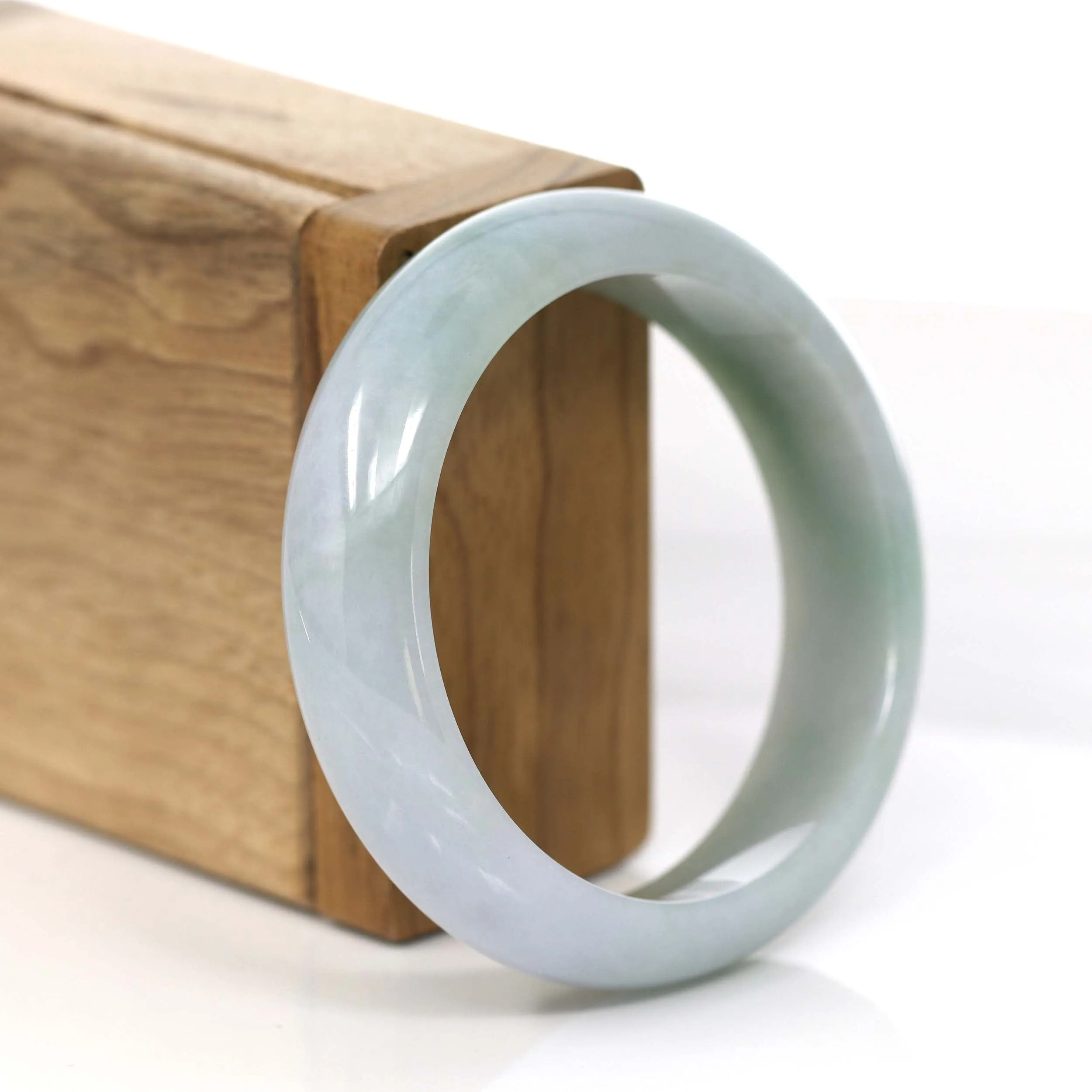 Baikalla "Princess Half Round" Forest Green & Lavender Jadeite Jade Bangle Bracelet (55.24 mm) #766
