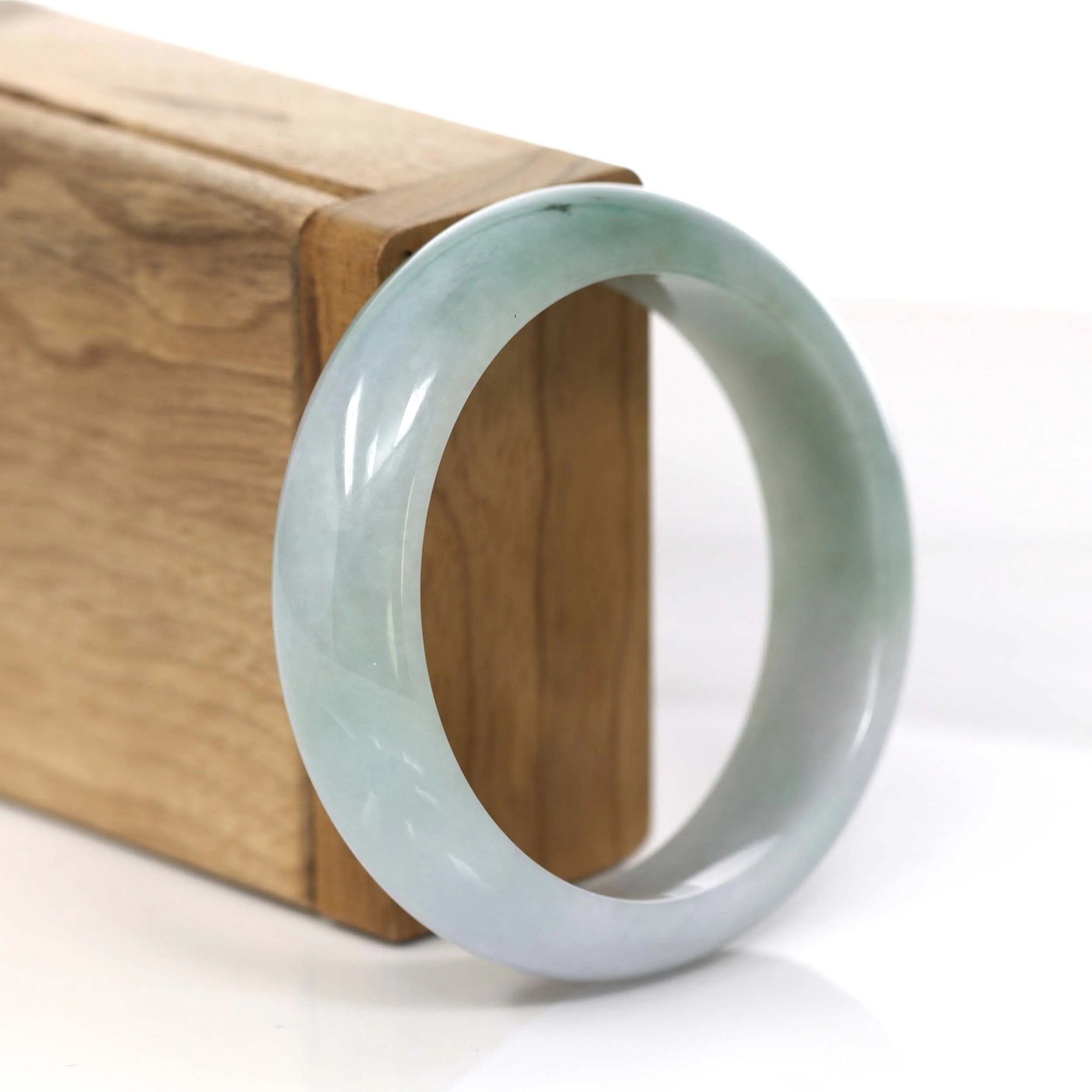 Baikalla "Princess Half Round" Forest Green & Lavender Jadeite Jade Bangle Bracelet (55.24 mm) #766