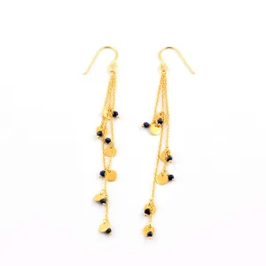 Banyan Sapphire Rain Gold Drop Earrings