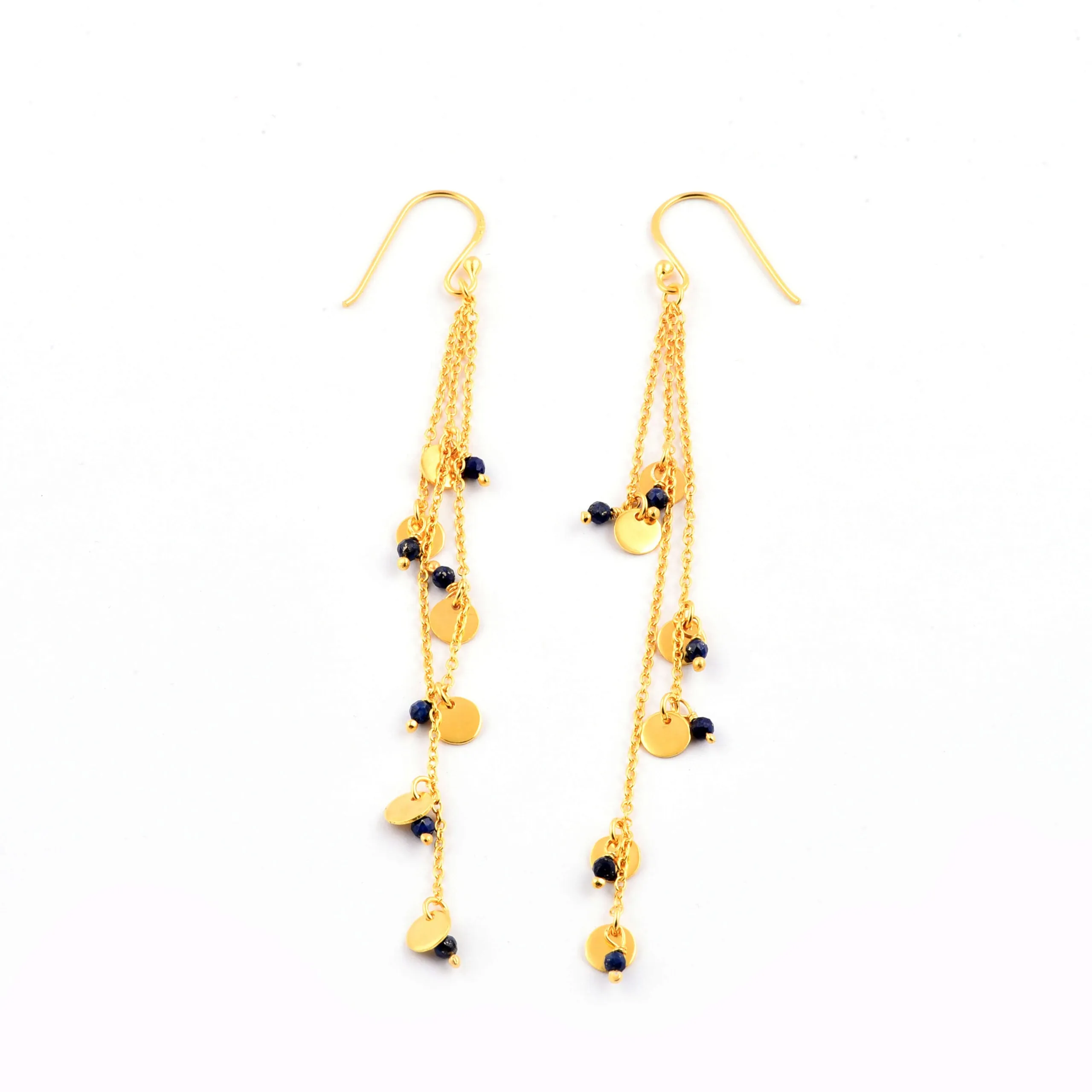 Banyan Sapphire Rain Gold Drop Earrings