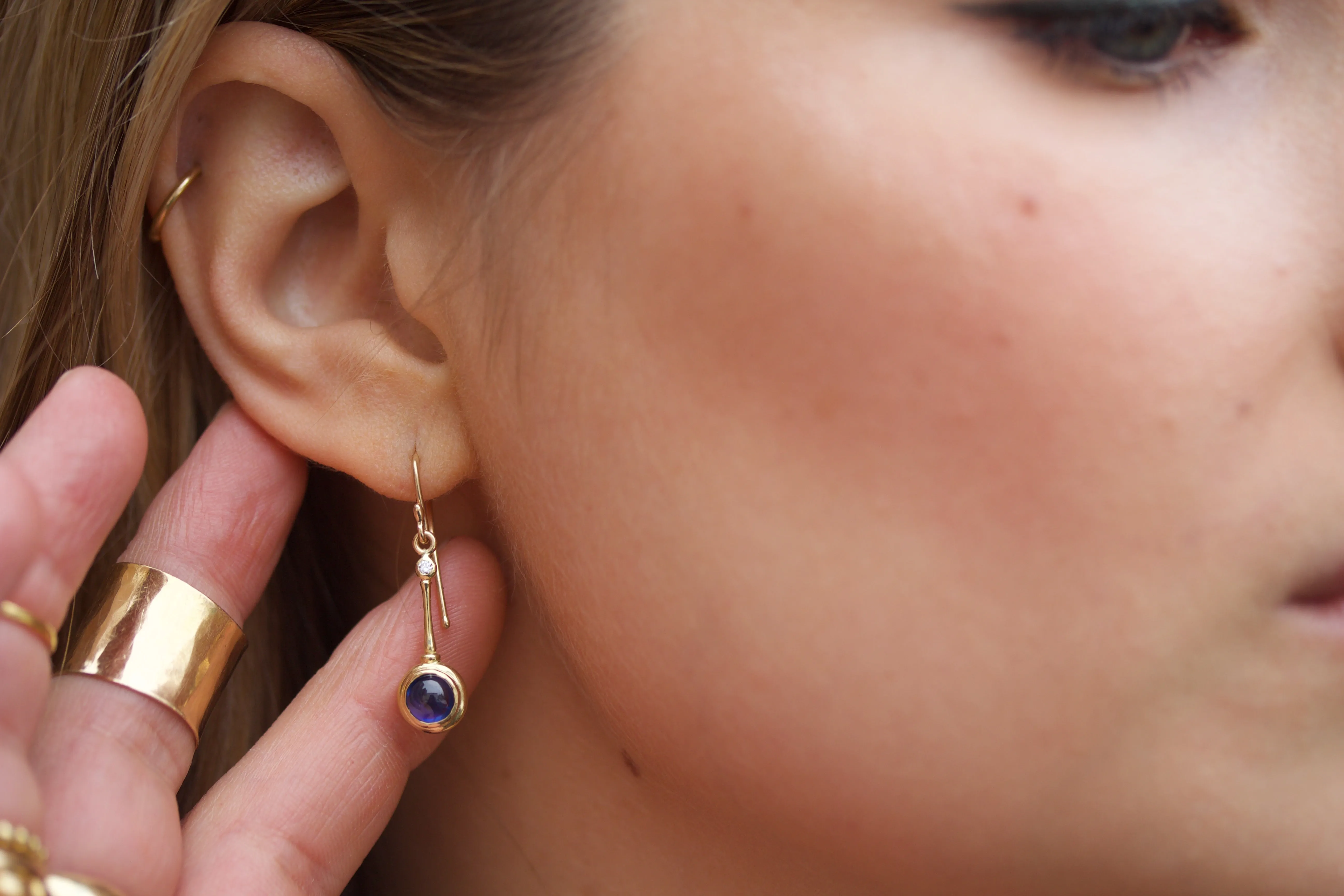Blue Sapphire & Diamond Earrings