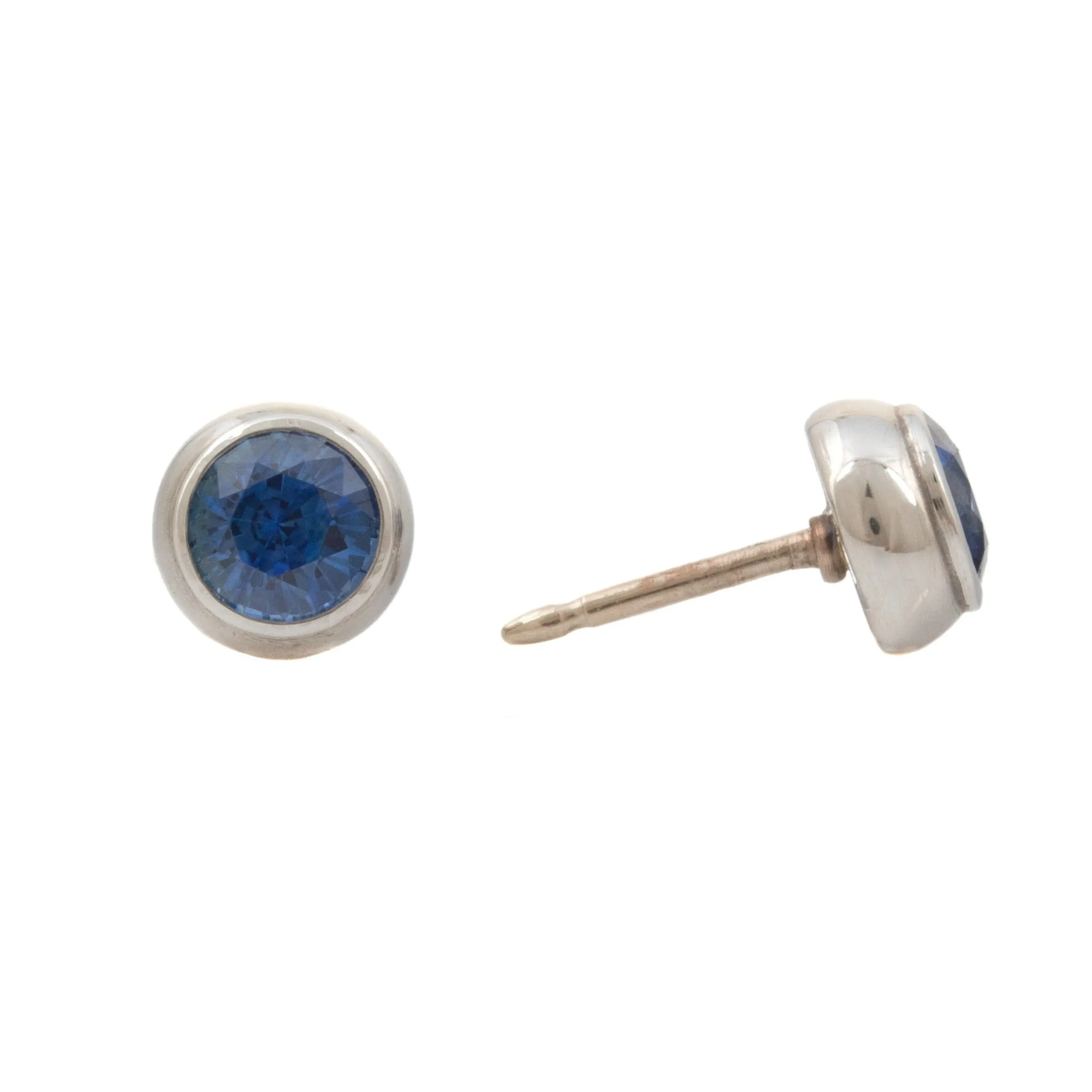 Blue Sapphire & Platinum Earrings