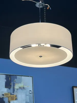 CHANDELIER 4 BULB WITH WHITE DRUM SHADE