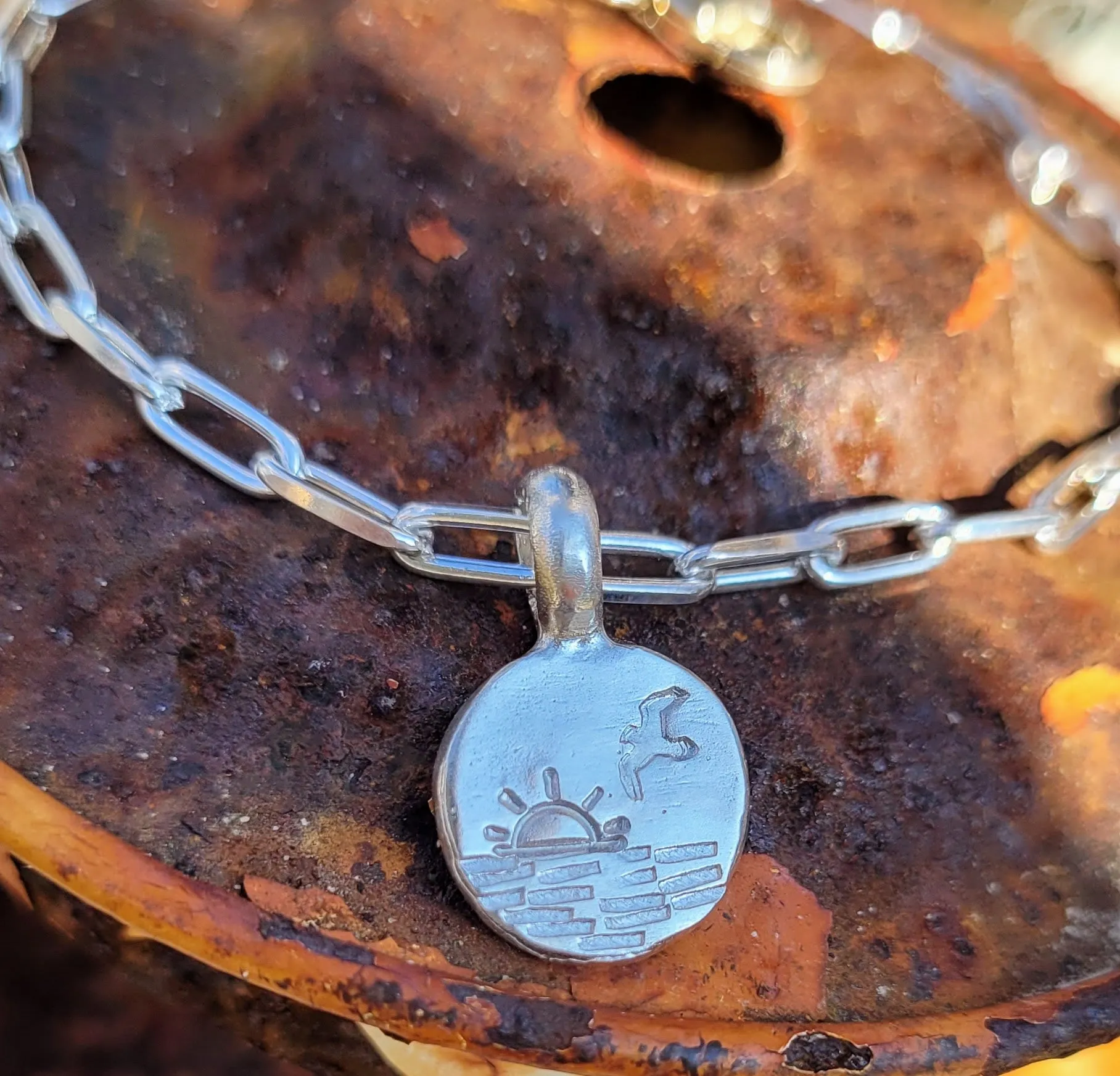 Coastal Sunrise Long Link Charm Bracelet