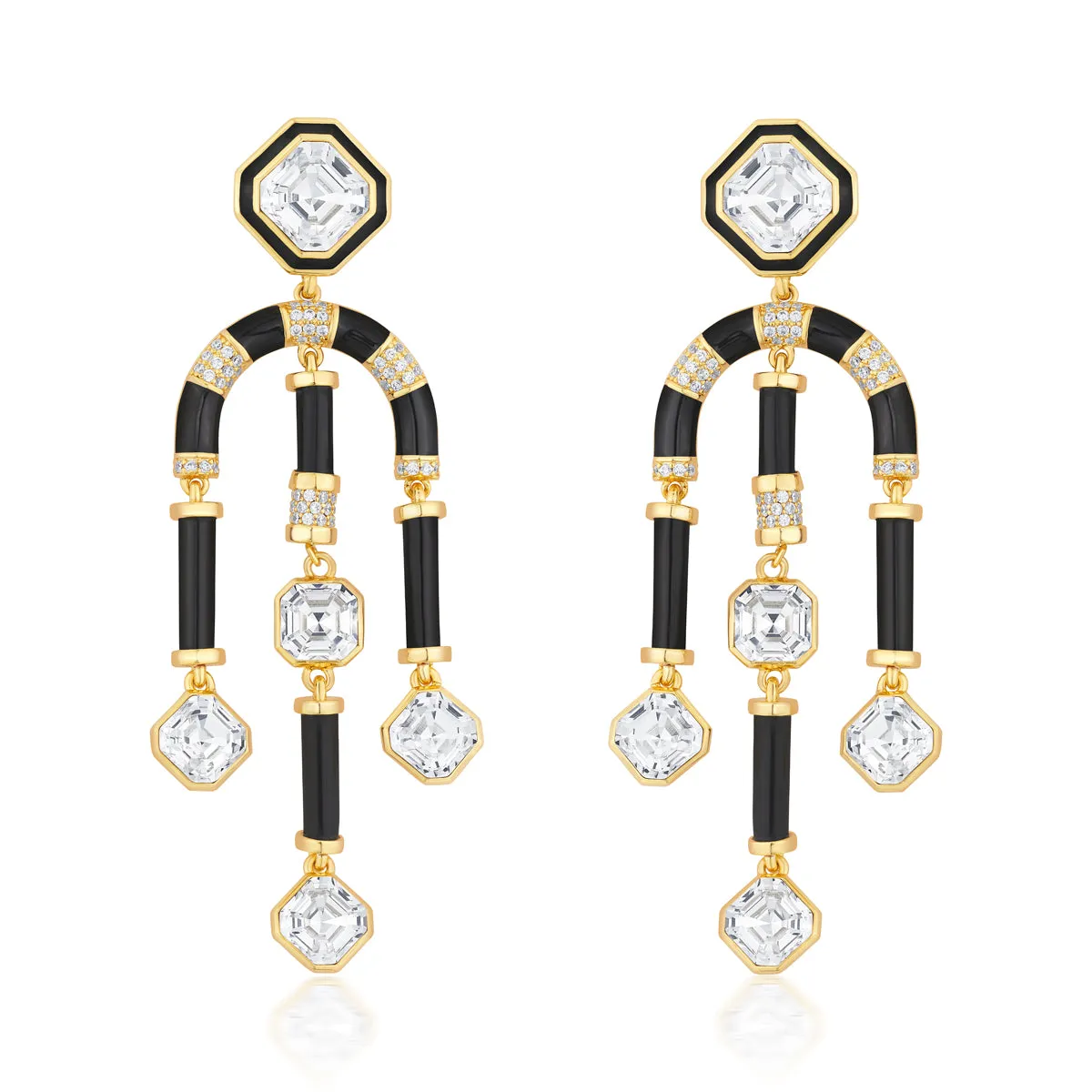 Gold Moss Chandelier Crystal Earrings