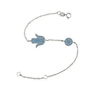 HAMSA AND EVIL EYE STERLING SILVER BRACELET
