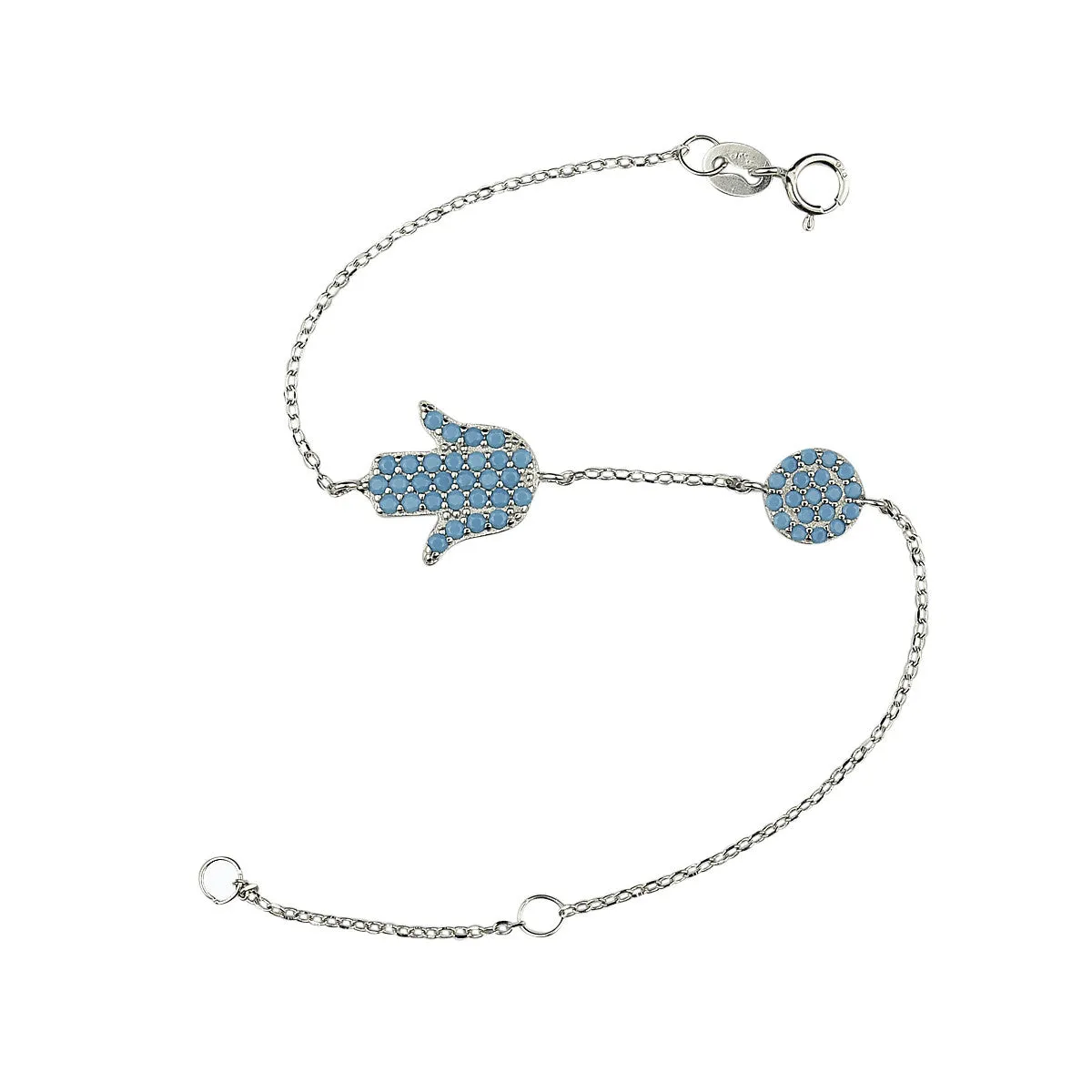 HAMSA AND EVIL EYE STERLING SILVER BRACELET