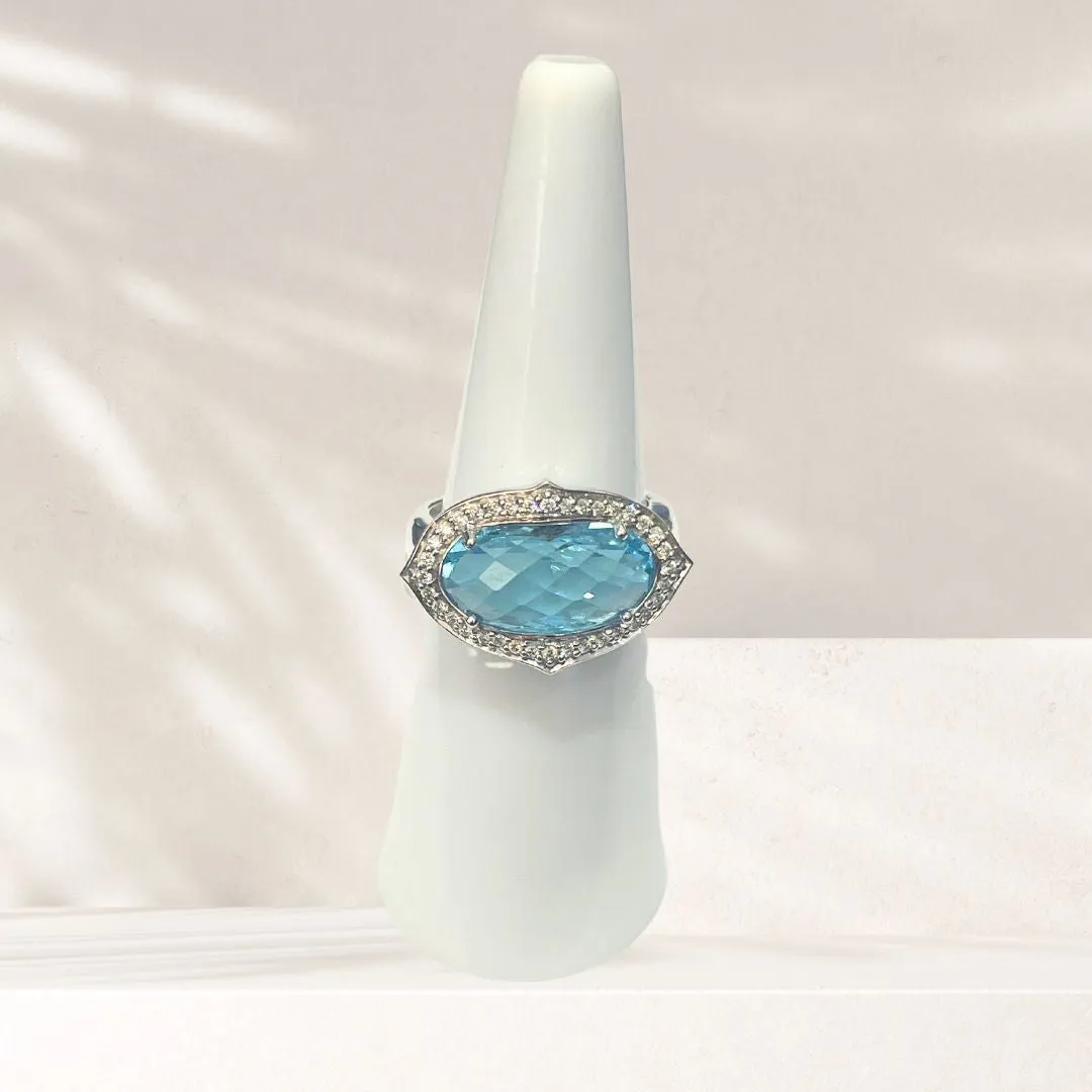 Jodi Maree Jewellery - Ceylon Cut Topaz and Diamonds 9 Carat White Gold Ring