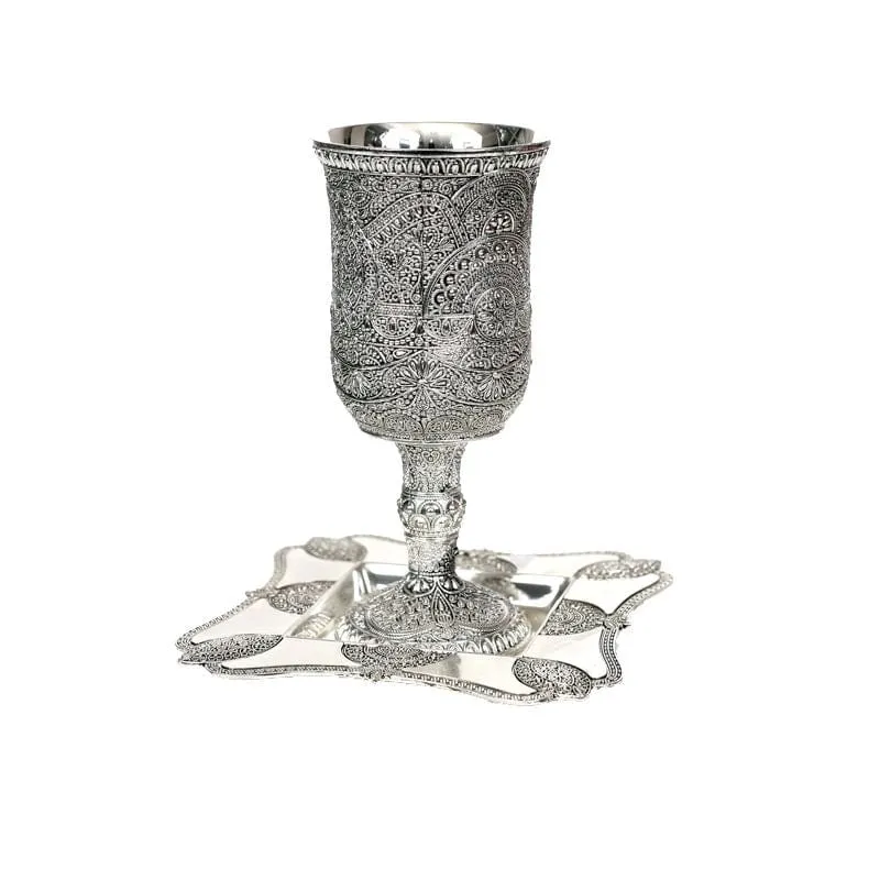 Kiddush Cup With Leg  Filigree