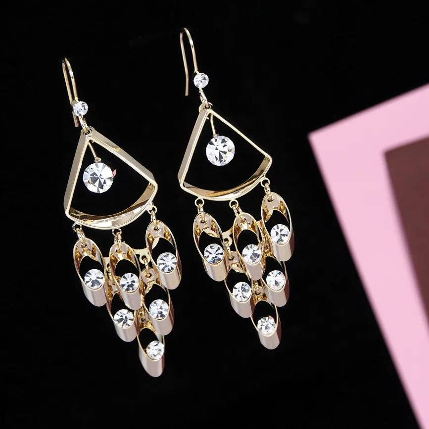 Korean Gold/Silver/Rosegold Plated Triangle Shaped Chandelier Earring