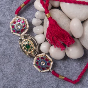 Kundan Ruby Emerald Silver Chocker
