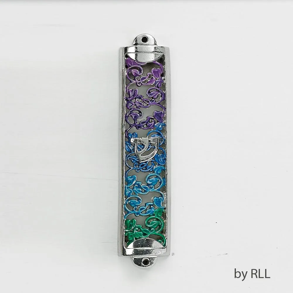 Mezuzah, Enamel, Gradient Filigree, 5", Gift Box