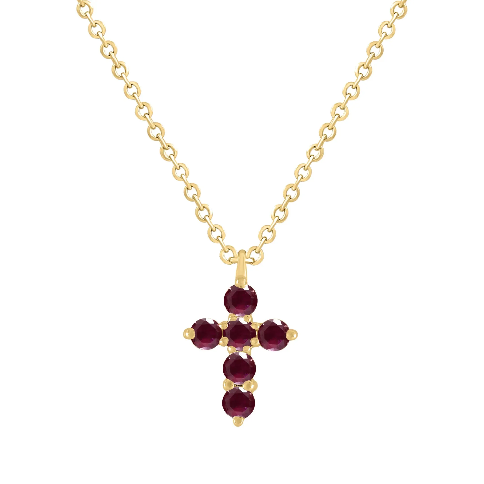 Mini Ruby Cross Necklace
