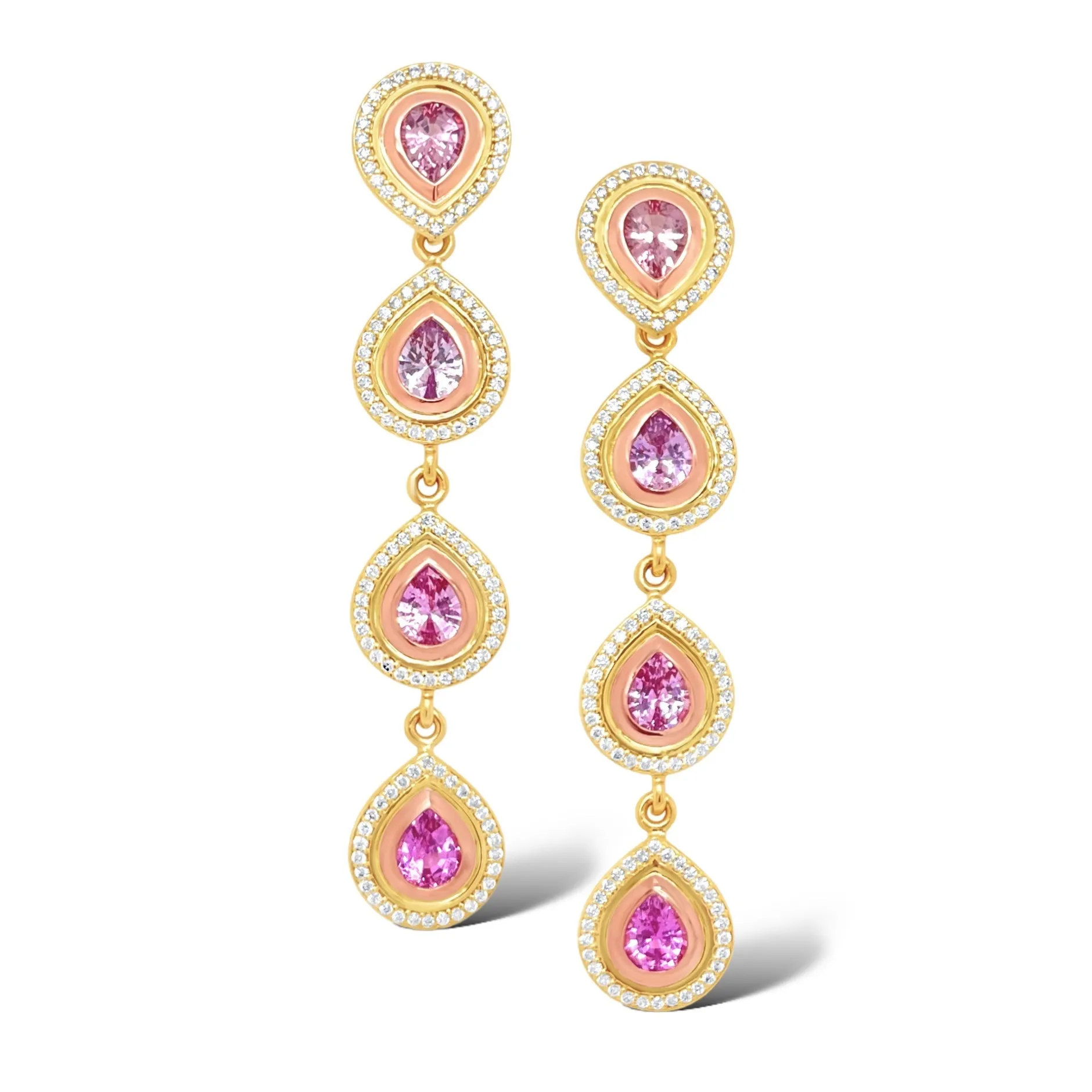 Pink Sapphire Convertible Teardrop Earrings