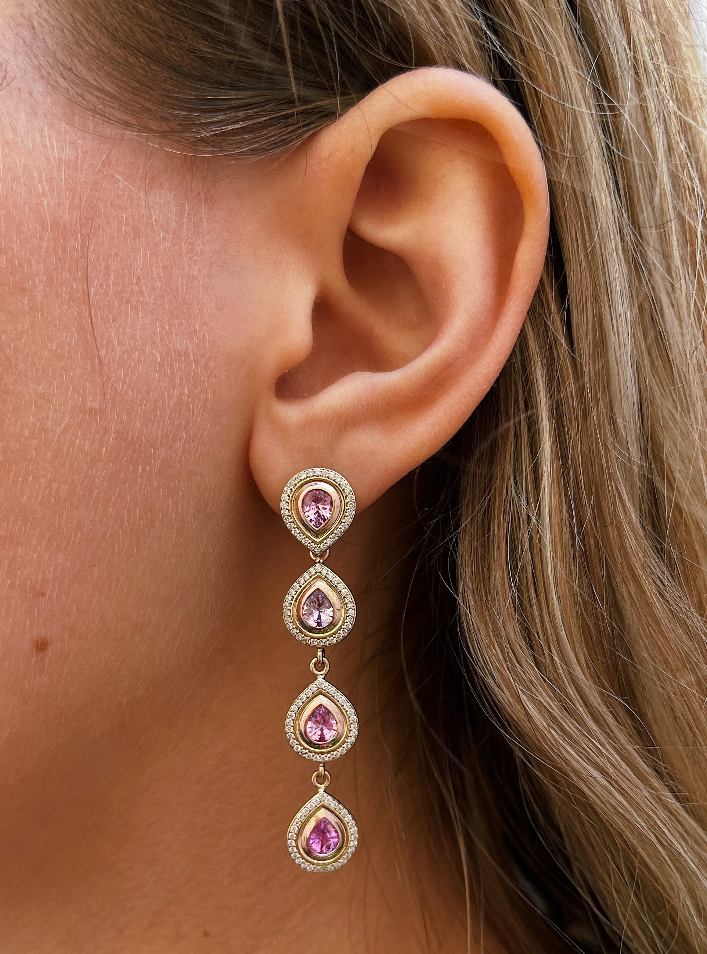 Pink Sapphire Convertible Teardrop Earrings