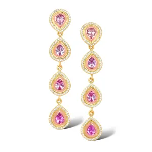 Pink Sapphire Convertible Teardrop Earrings