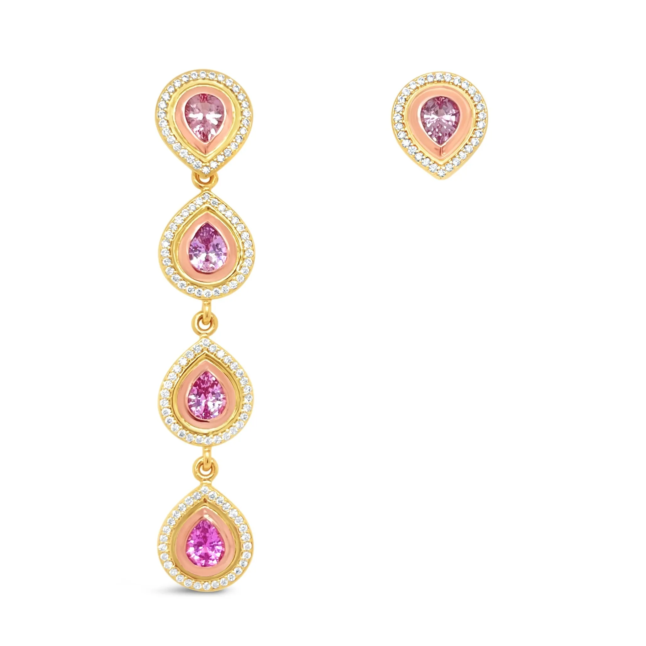 Pink Sapphire Convertible Teardrop Earrings