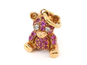 Pink Sapphire Teddy Bear Charm