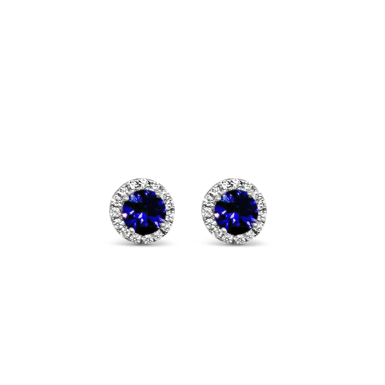 Purple Sapphire & Diamond Halo Stud Earrings