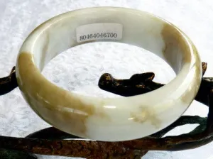 "Heavenly Honey" and White Burmese Jadeite Bangle Bracelet Grade A 51 mm   Certificate (700)