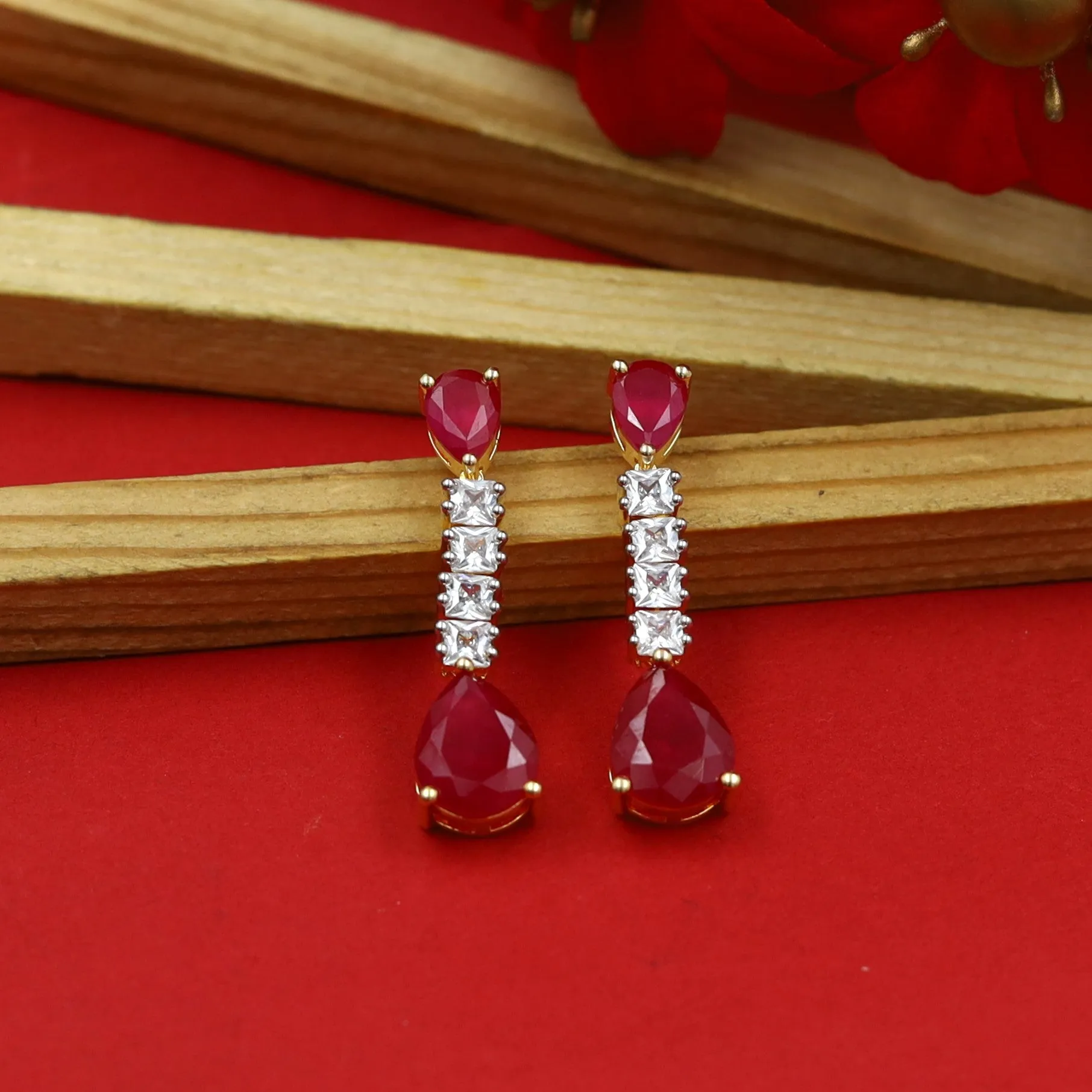 Round Neck Zircon/AD Necklace Set 15453-34