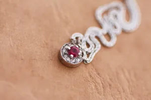 Ruby Diamond Pendant, white gold K18 Necklace