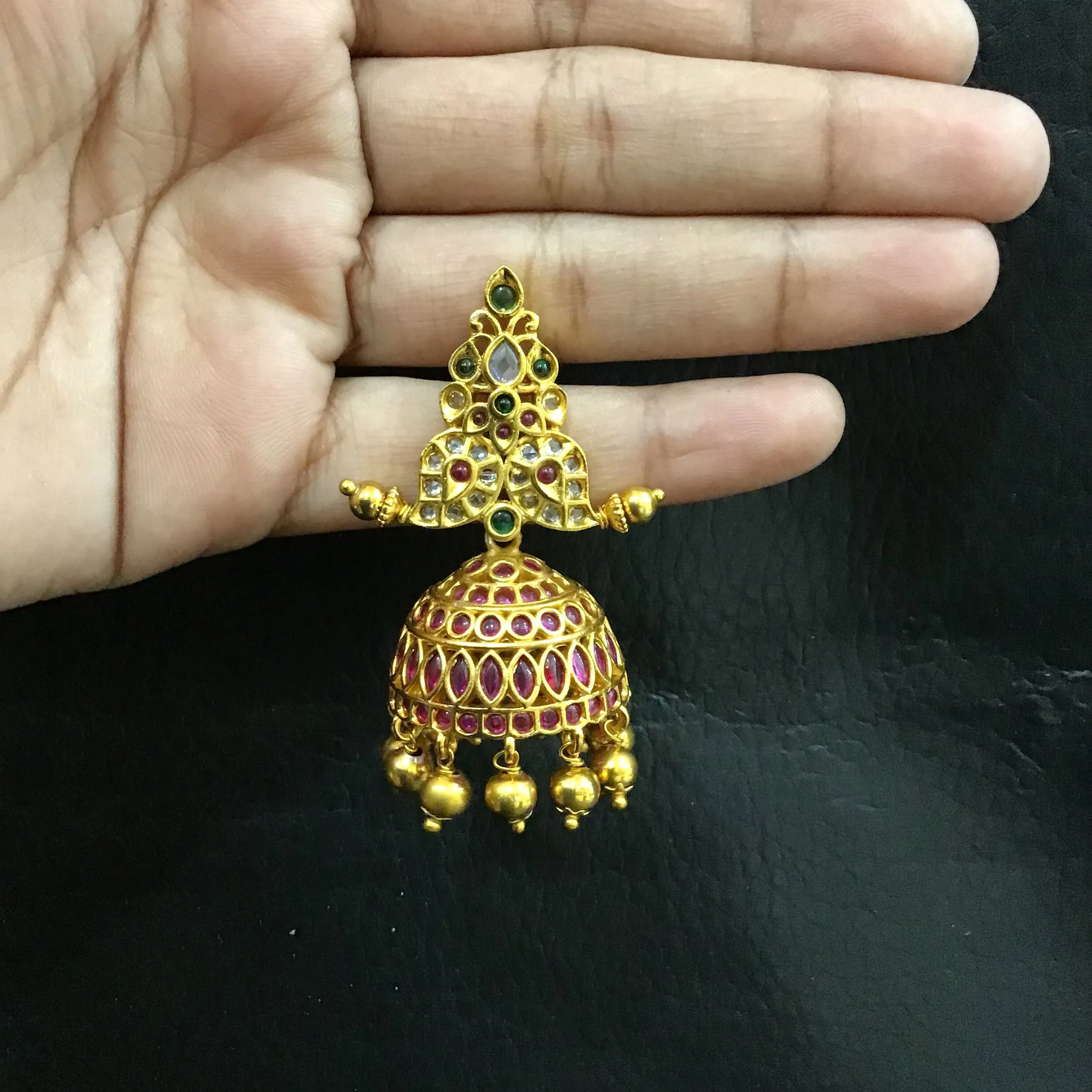 Ruby Green Gold Look Necklace Set 16697-3844
