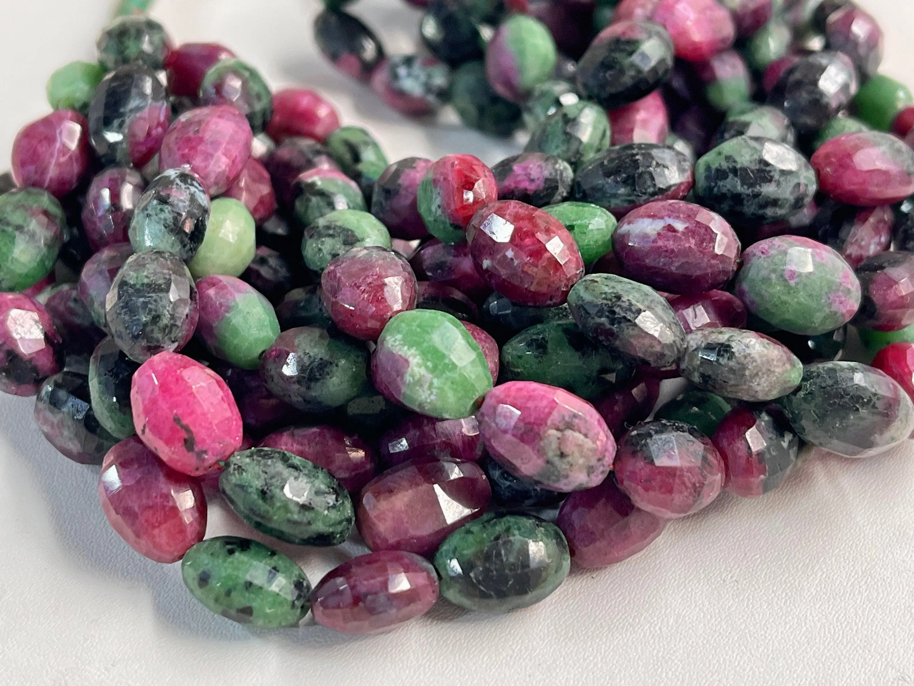 Ruby Zoisite Oval Shape Step cut Beads