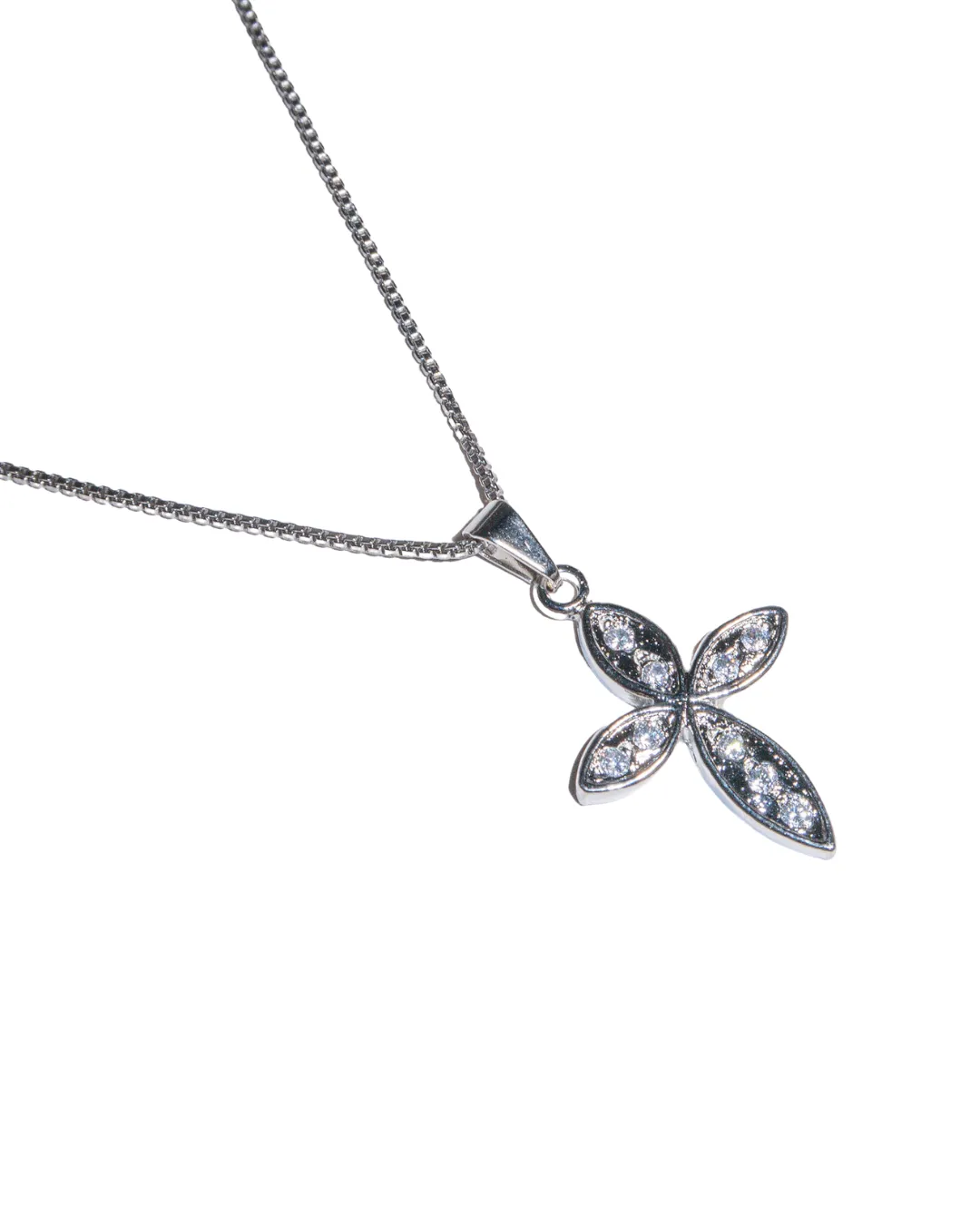 Silver Box Chain Cross Necklace