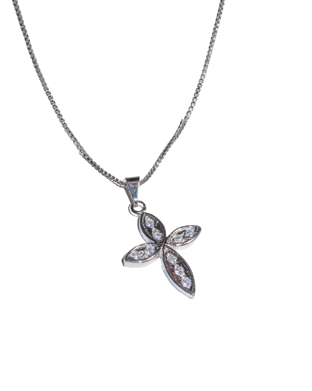 Silver Box Chain Cross Necklace