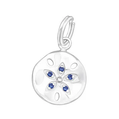 Silver Sapphire Flower Charm Bracelet