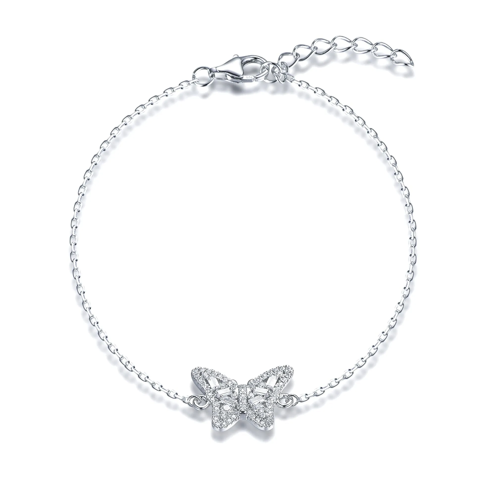 Sterling Silver Butterfly CZ Bracelet